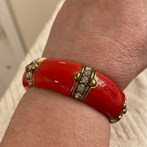 J. Crew Red Stretchy Bangle Bracelet with Embellishments One Size Fits Most